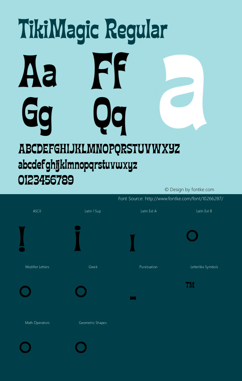 TikiMagic Regular Macromedia Fontographer 4.1.5 10/15/98图片样张