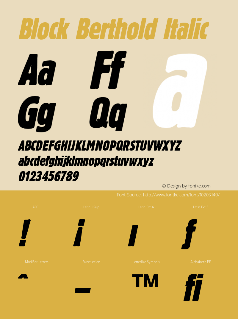 Block Berthold Italic Version 001.000图片样张