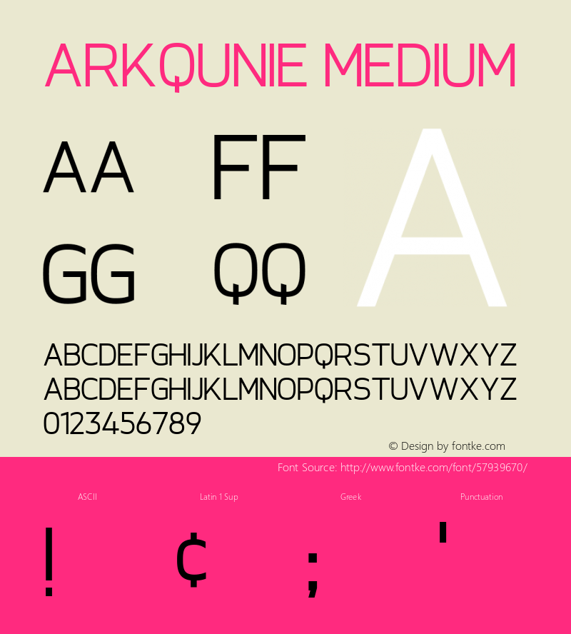 Arkqunie Medium Version 1.00;March 6, 2020;FontCreator 11.5.0.2422 64-bit图片样张