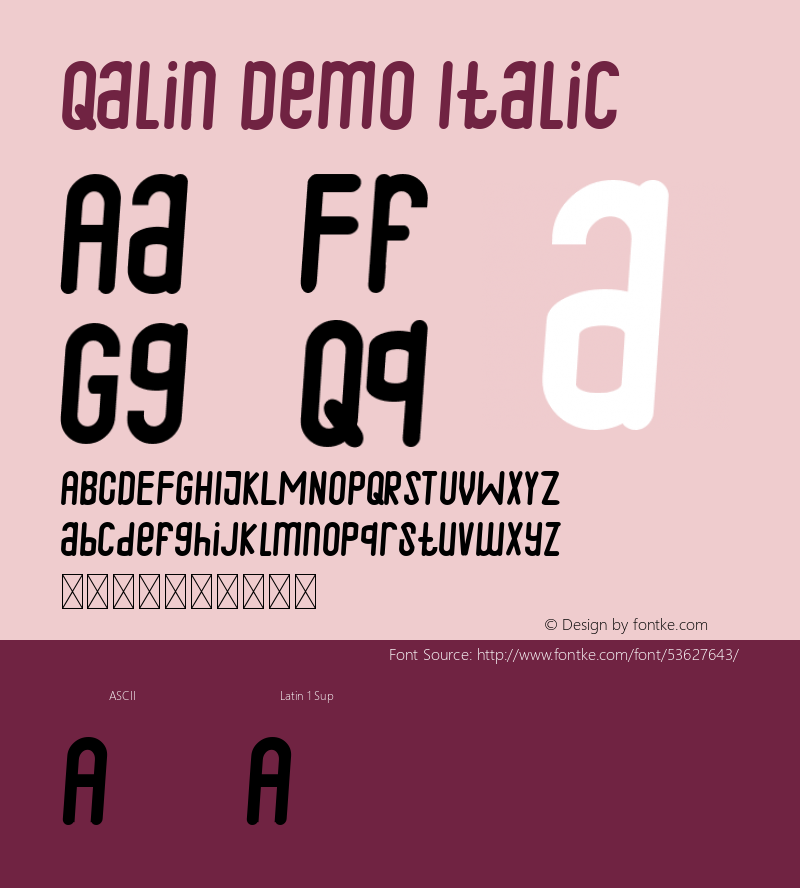 Qalin Demo Italic Version 1.002;Fontself Maker 3.1.2图片样张