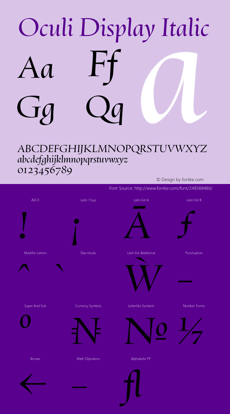 Oculi Display Regular Italic Version 1.000图片样张