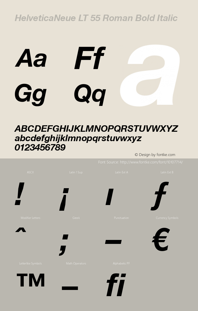 HelveticaNeue LT 55 Roman Bold Italic Version 6.1; 2002图片样张