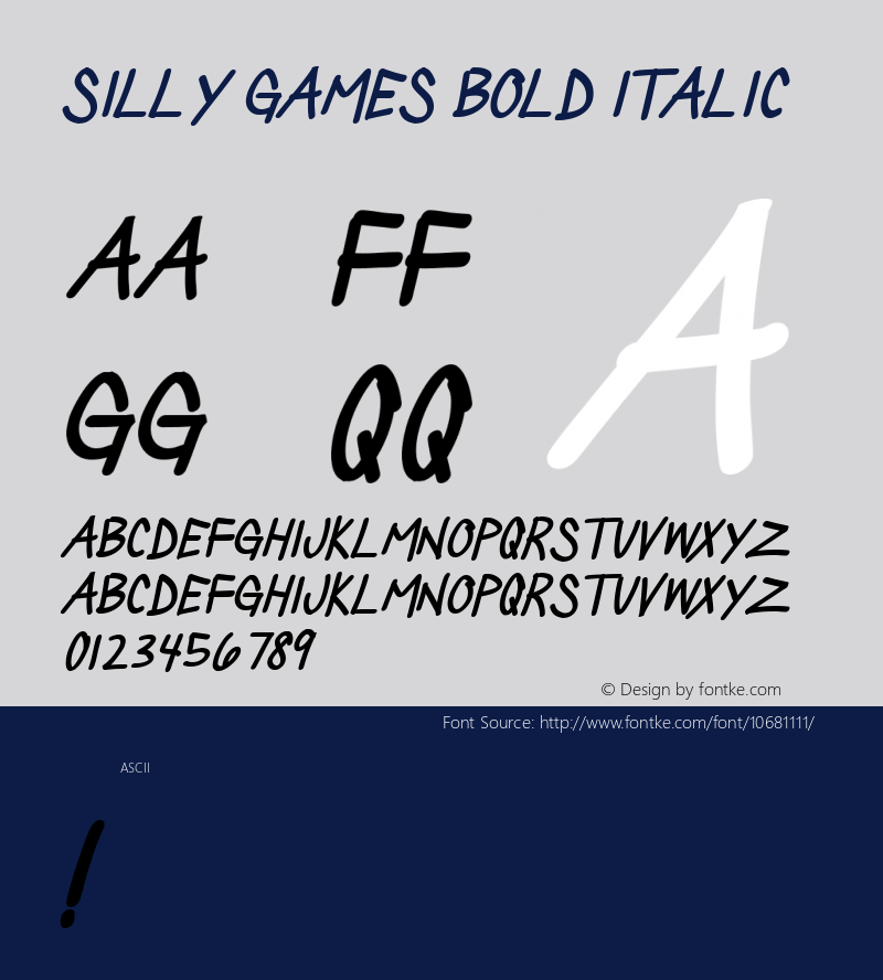 Silly Games Bold Italic Version 1.00 2015图片样张