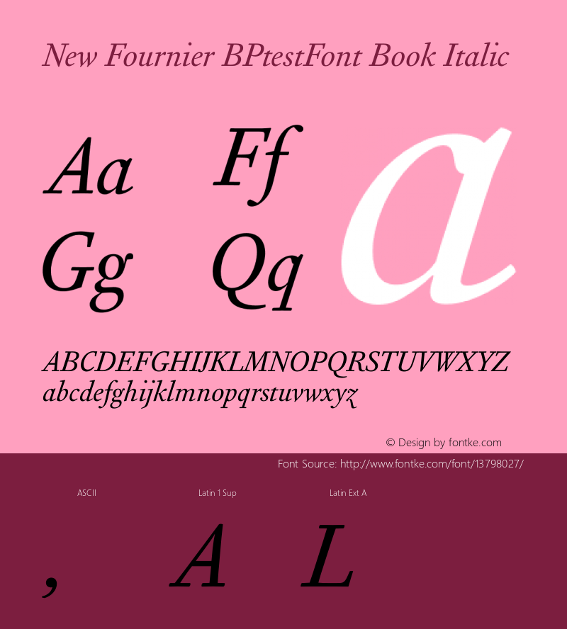 New Fournier BPtestFont Book Italic Version 1.0图片样张