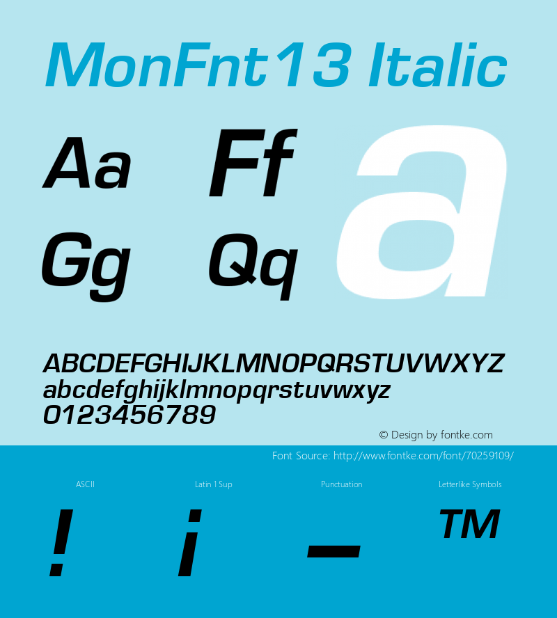 MonFnt13 Italic 001.000图片样张