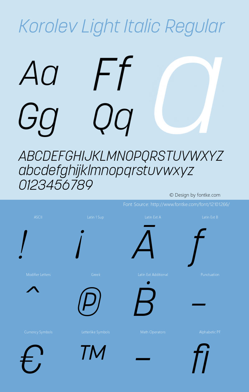 Korolev Light Italic Regular Version 1.000图片样张