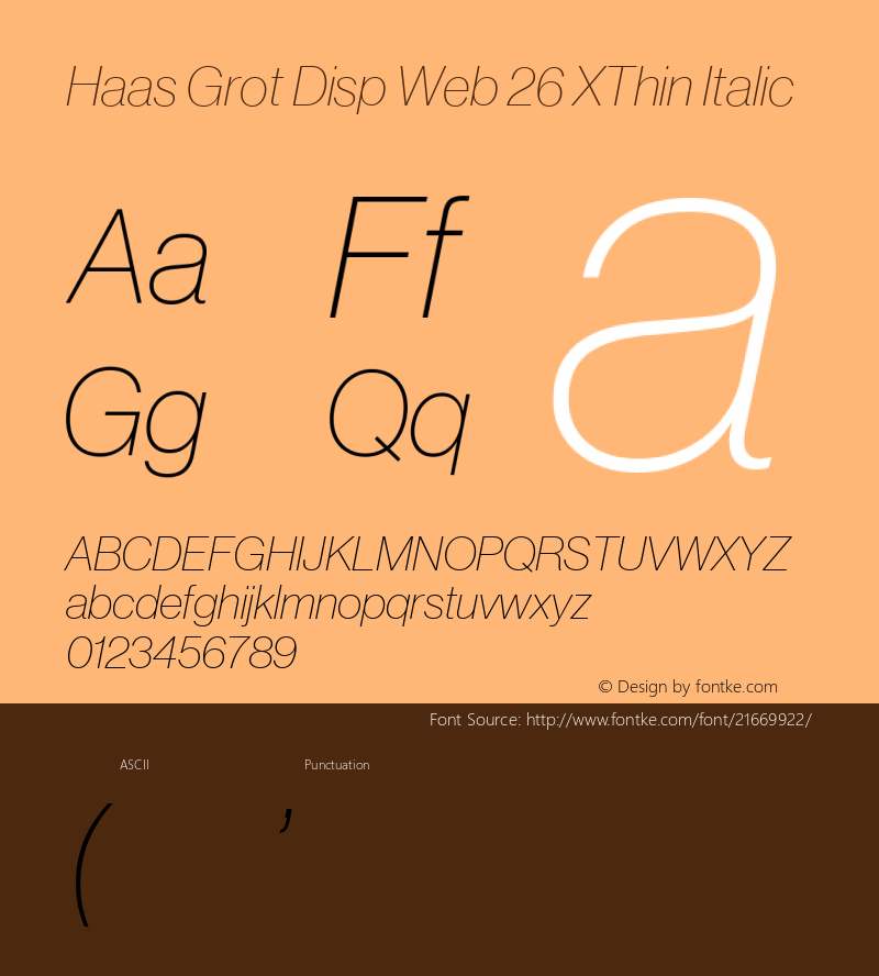 Haas Grot Disp Web 25 XThin Italic Version 001.000 2011图片样张