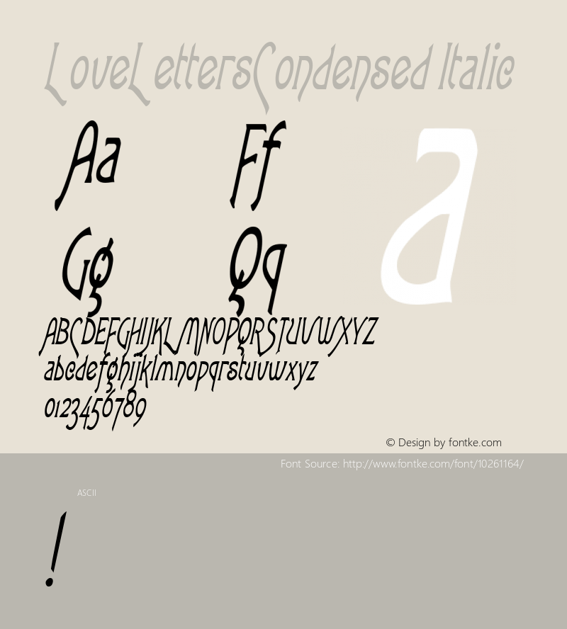 LoveLettersCondensed Italic Rev. 003.000图片样张