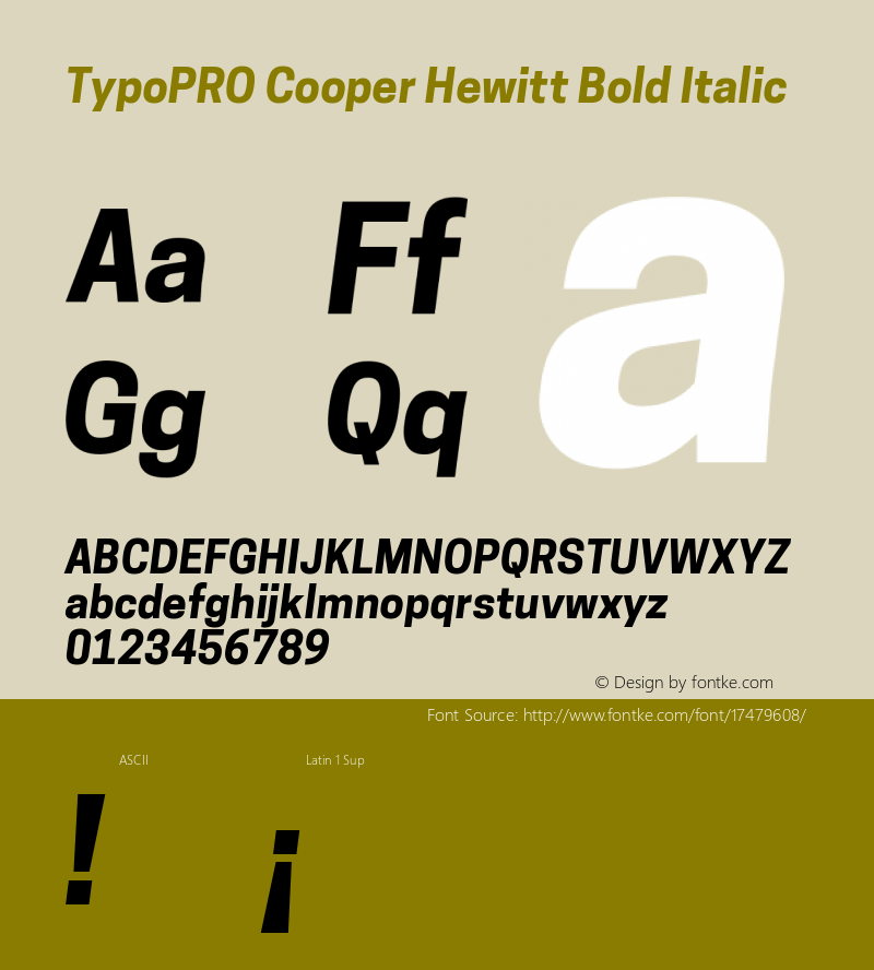 TypoPRO Cooper Hewitt Bold Italic 1.000图片样张