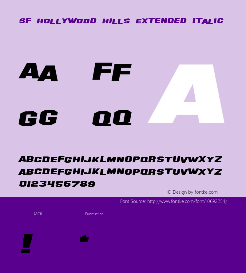 SF Hollywood Hills Extended Italic ver 1.0; 1999.图片样张