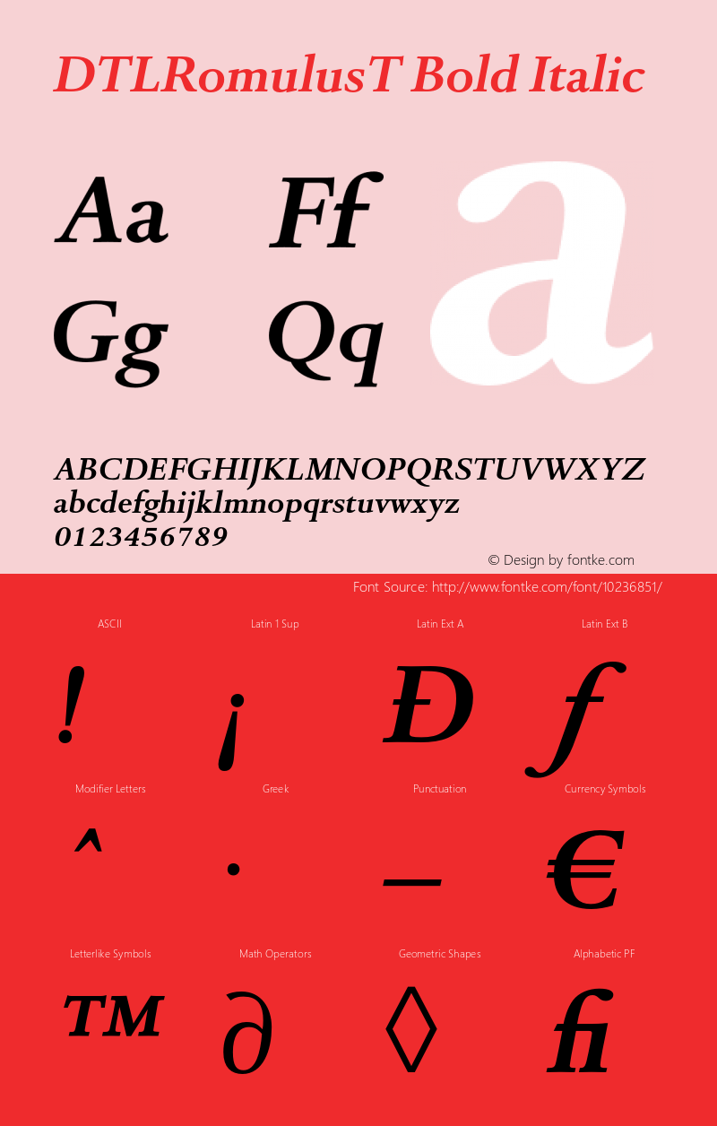 DTLRomulusT Bold Italic 001.001图片样张