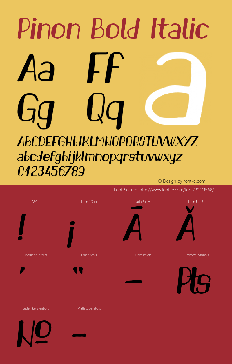 Pinon Bold Italic Version 1.20 June 12, 2016图片样张