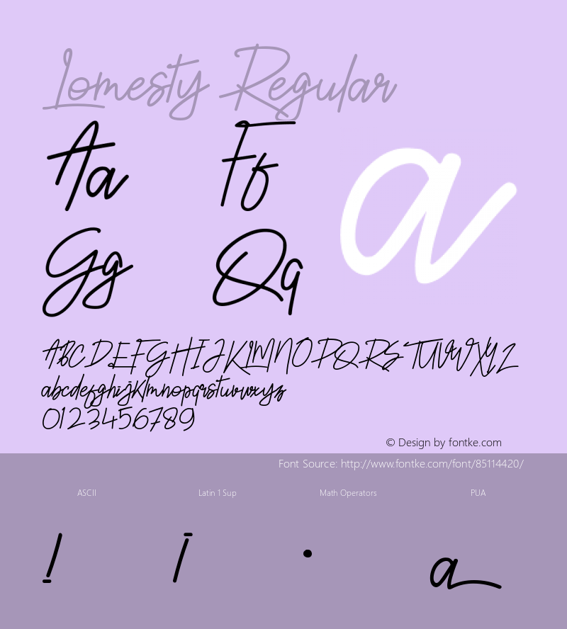 Lomesty Version 1.00;March 21, 2020;FontCreator 13.0.0.2613 64-bit图片样张