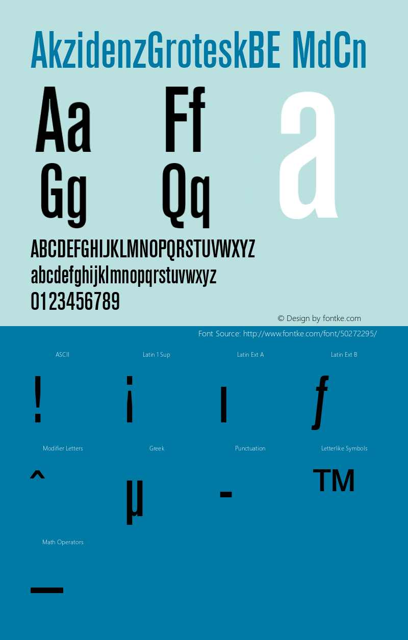 AkzidenzGroteskBE MdCn Macromedia Fontographer 4.1 4/4/2000图片样张