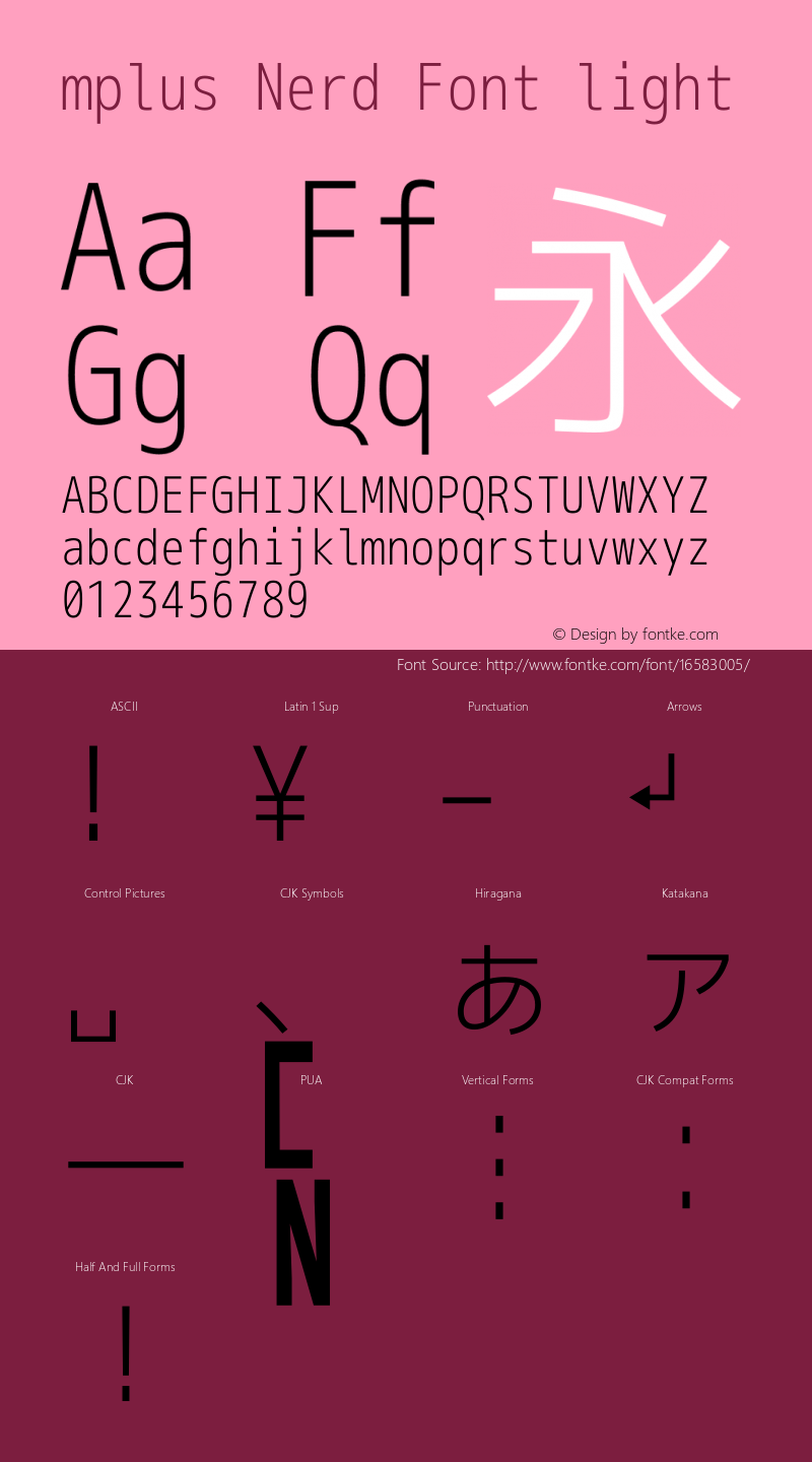 mplus Nerd Font light Version 1.018;Nerd Fonts 0.8图片样张