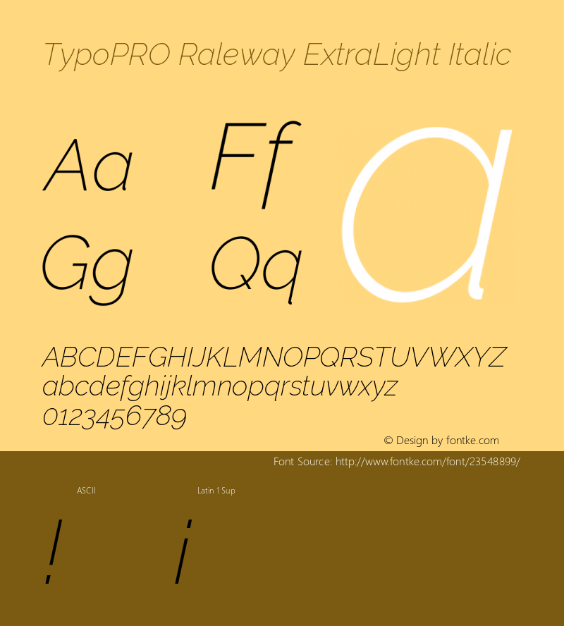 TypoPRO Raleway ExtraLight Italic Version 3.000; ttfautohint (v0.96) -l 8 -r 28 -G 28 -x 14 -w 