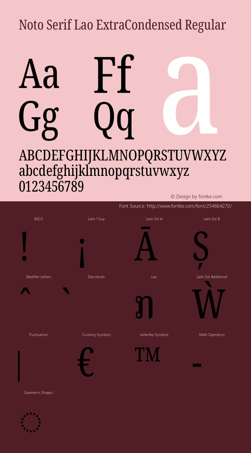 Noto Serif Lao ExtraCondensed Regular Version 2.003图片样张