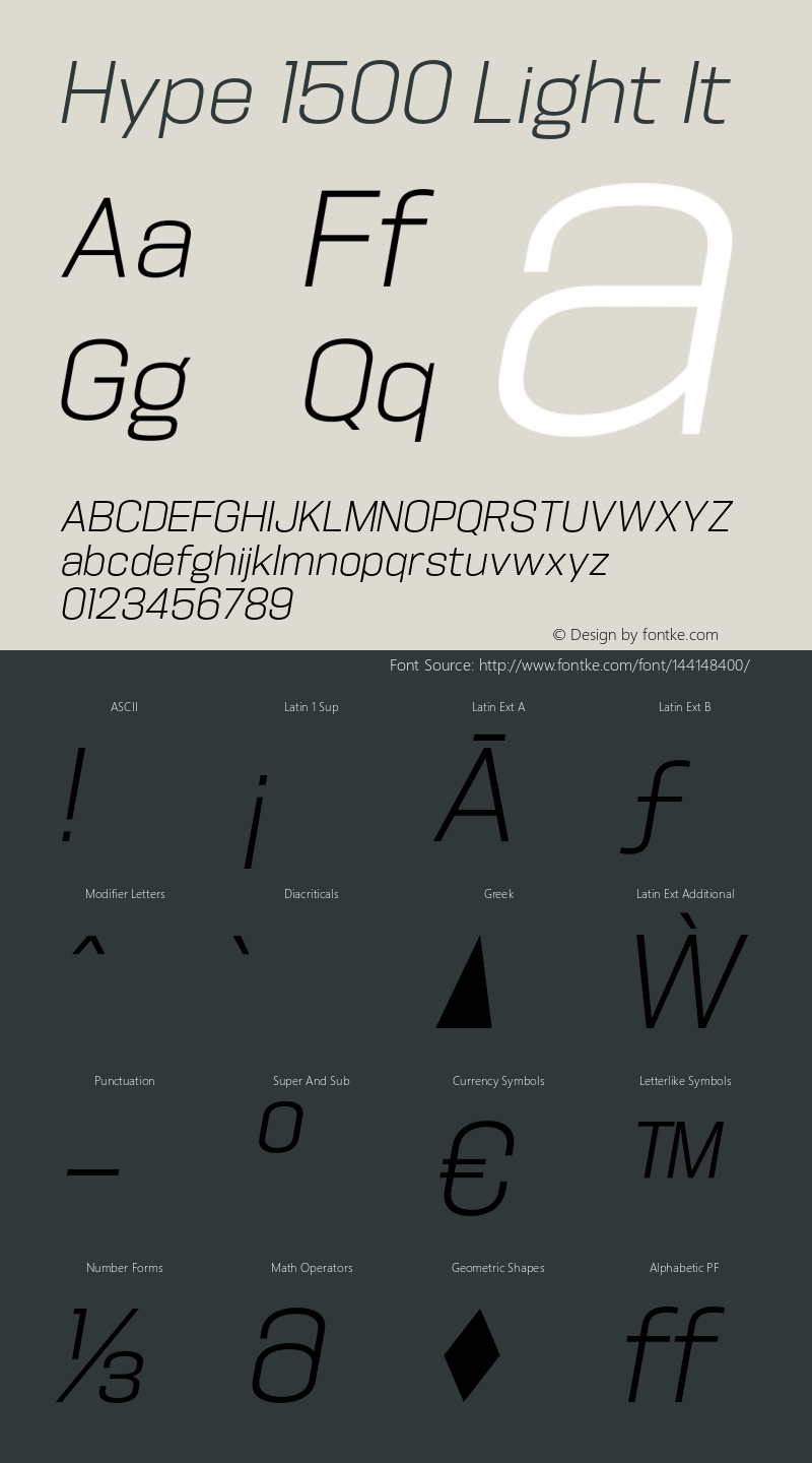 Hype 1500 Light It Version 1.000;hotconv 1.0.109;makeotfexe 2.5.65596图片样张