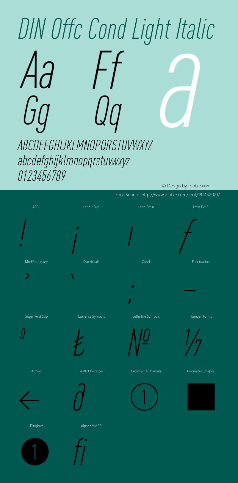 DIN Offc Cond Light Italic Version 7.504; 2009; Build 1022图片样张