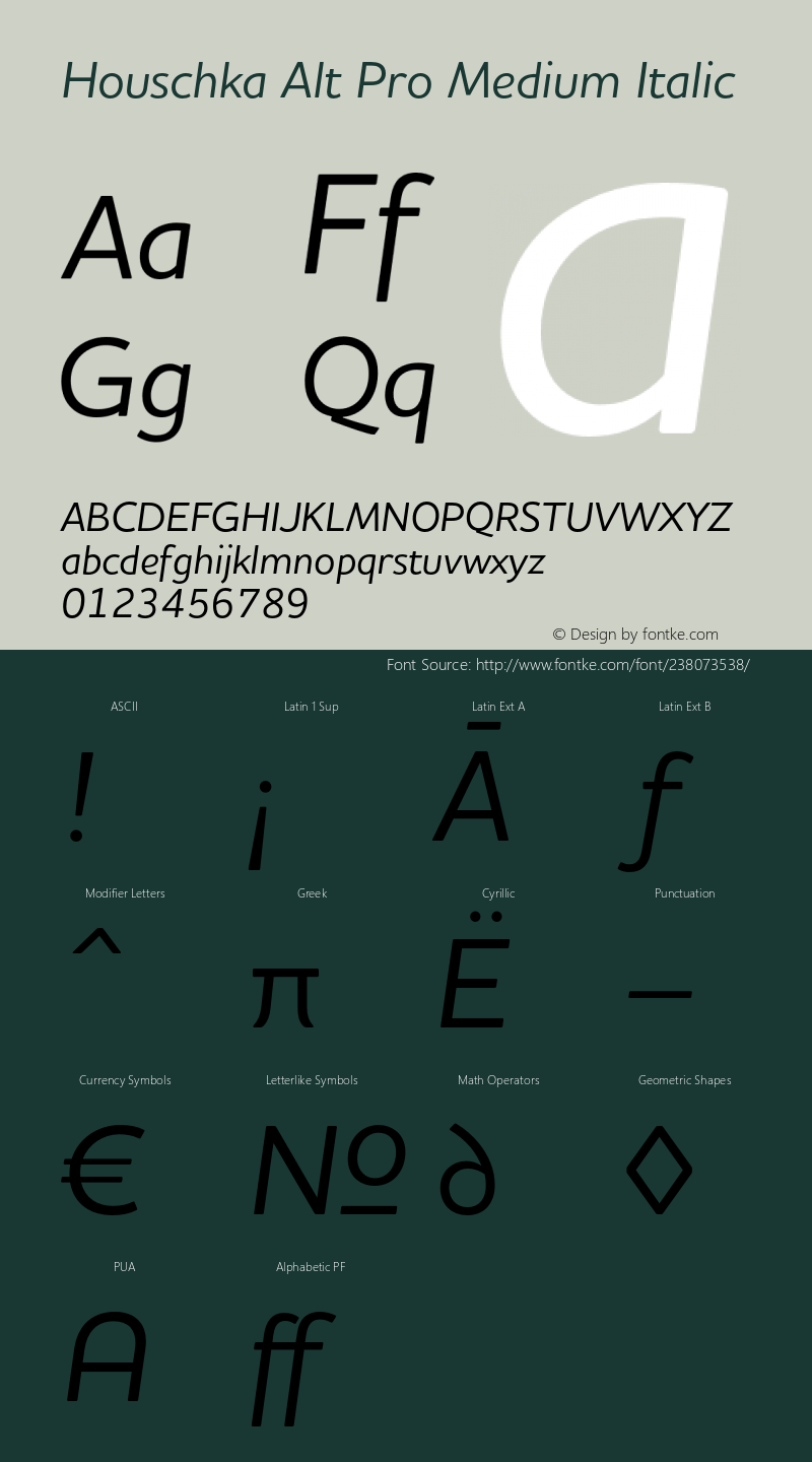 Houschka Alt Pro Medium Italic Version 1.001图片样张