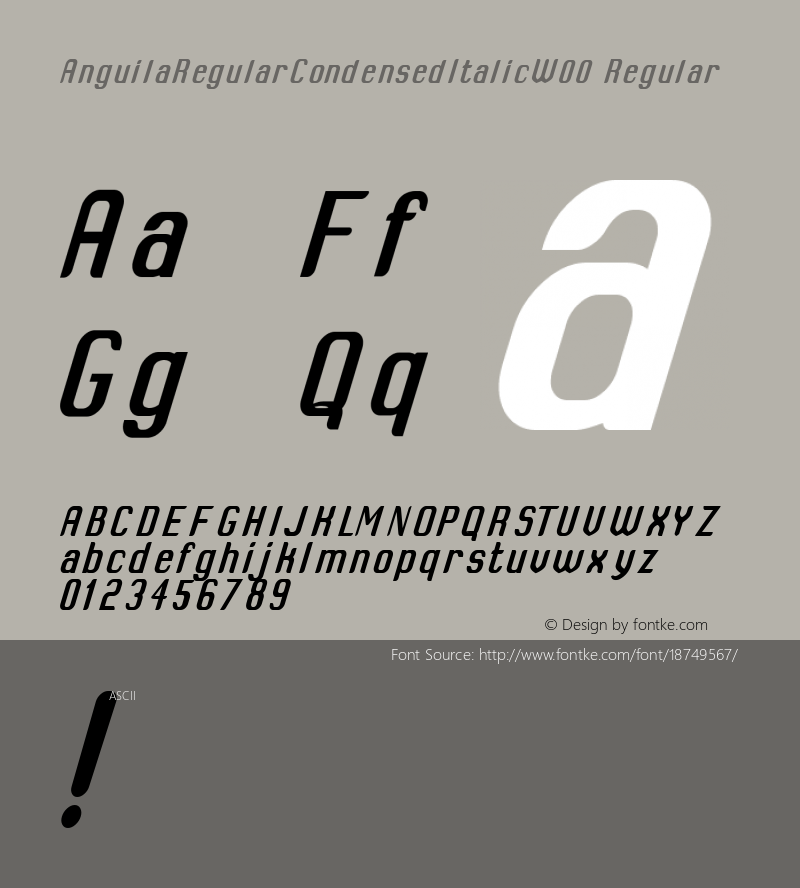 AnguilaRegularCondensedItalicW00 Regular Version 1.12图片样张