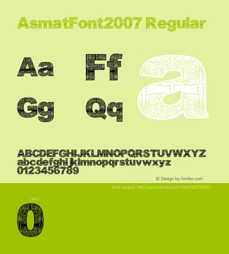 AsmatFont2007 Regular Version 1.00 December 8, 2007, initial release图片样张