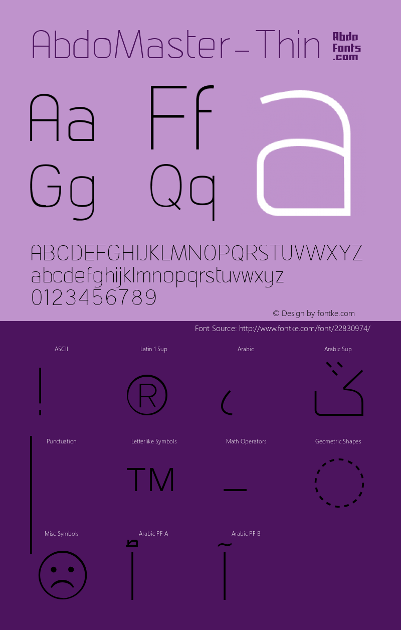 ☞AbdoMaster-Thin Version 2.009;com.myfonts.easy.abdo-fonts.abdo-master.thin.wfkit2.version.4cWS图片样张