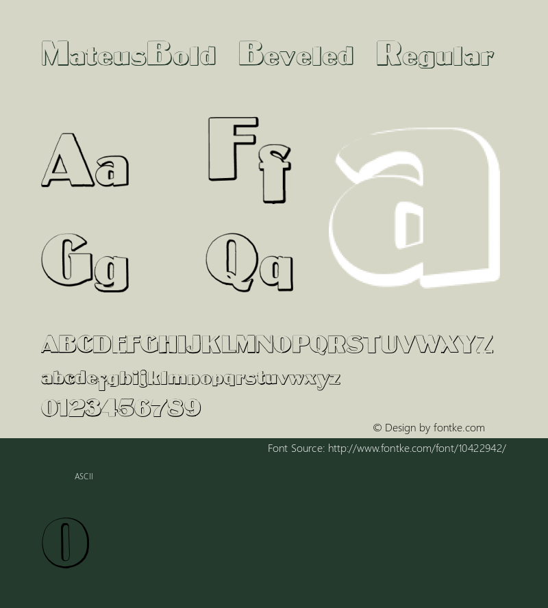 MateusBold Beveled Regular Version 1.000 2012 initial release图片样张