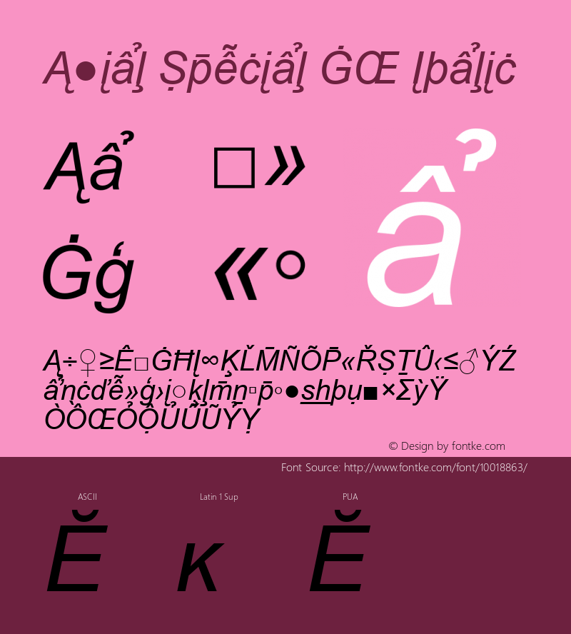 Arial Special G2 Italic Version 1.03图片样张