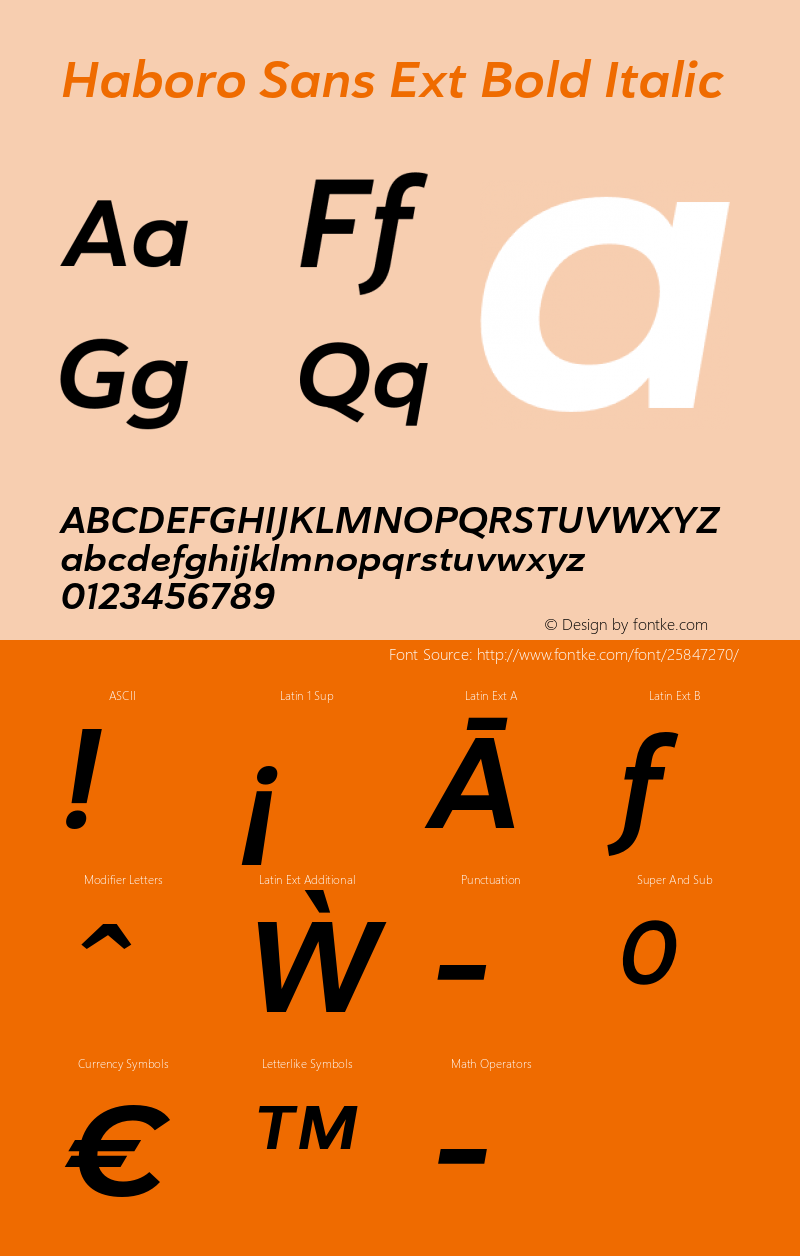 Haboro Sans Ext Bold Italic Version 1.000图片样张