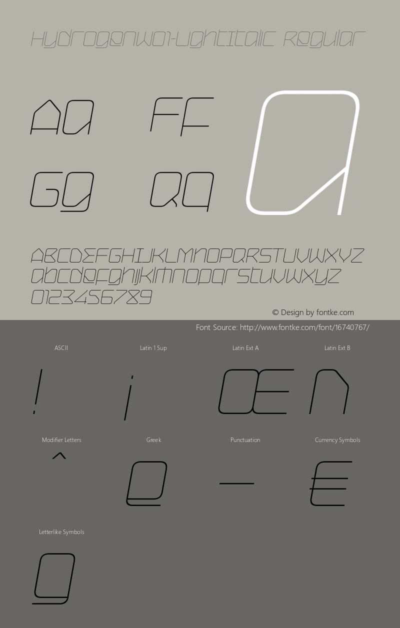 HydrogenW01-LightItalic Regular Version 1.00图片样张