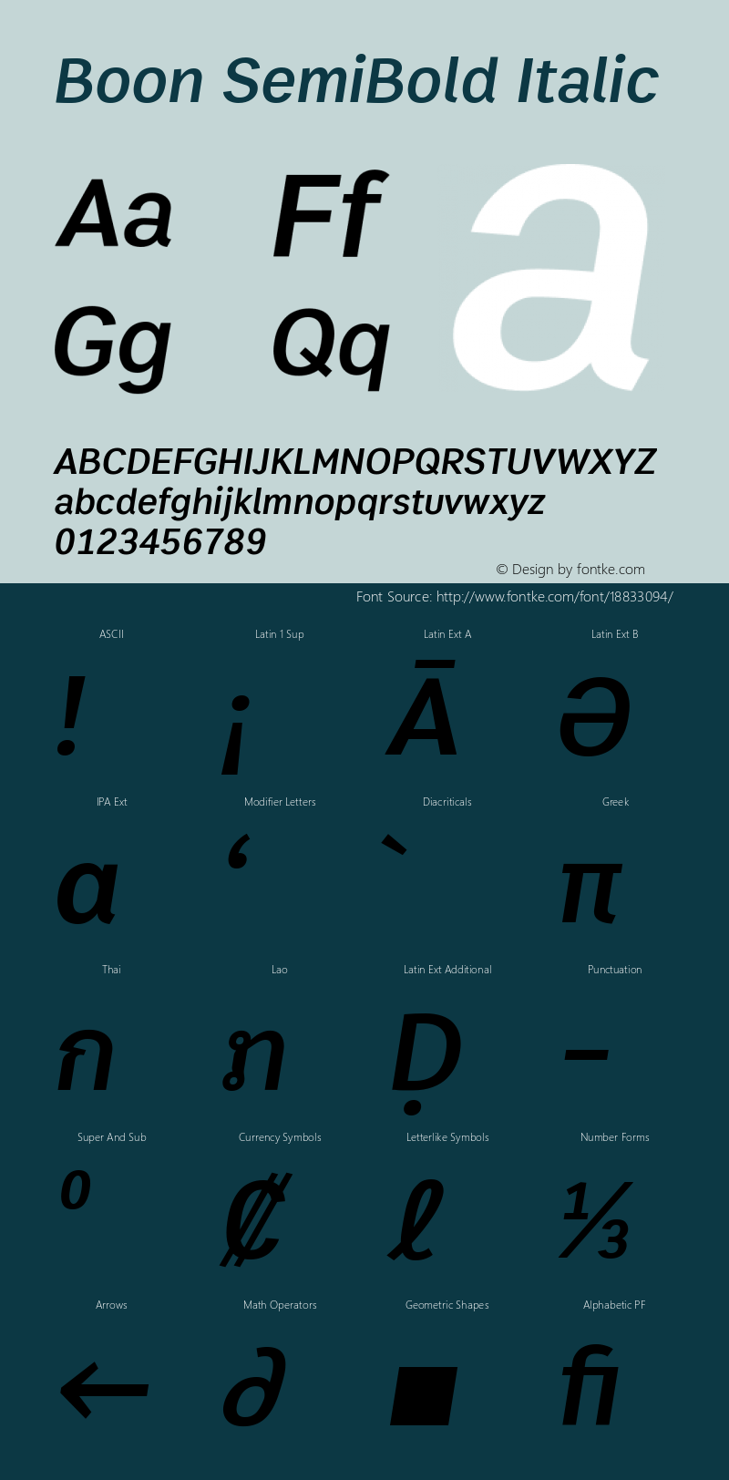 Boon SemiBold Italic Version 3.0图片样张