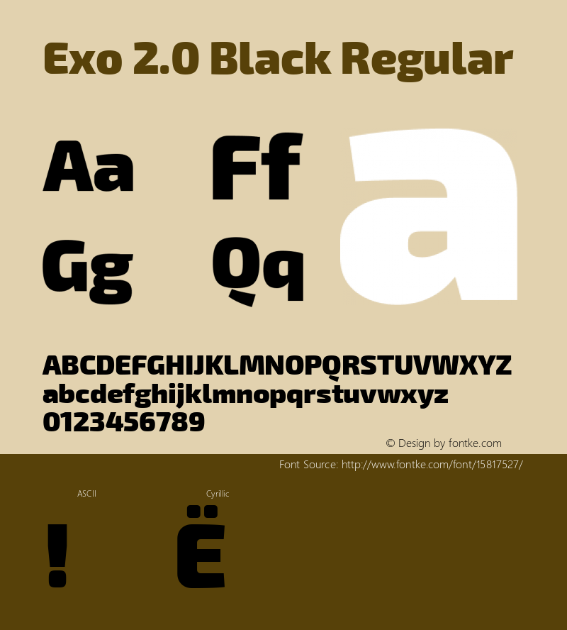 Exo 2.0 Black Regular Version 1.001;PS 001.001;hotconv 1.0.70;makeotf.lib2.5.58329; ttfautohint (v1.4.1)图片样张