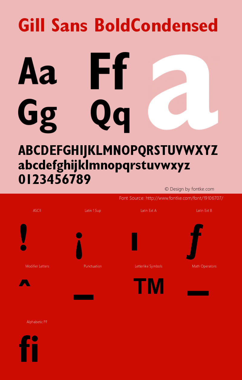 Gill Sans Bold Condensed Version 001.001图片样张