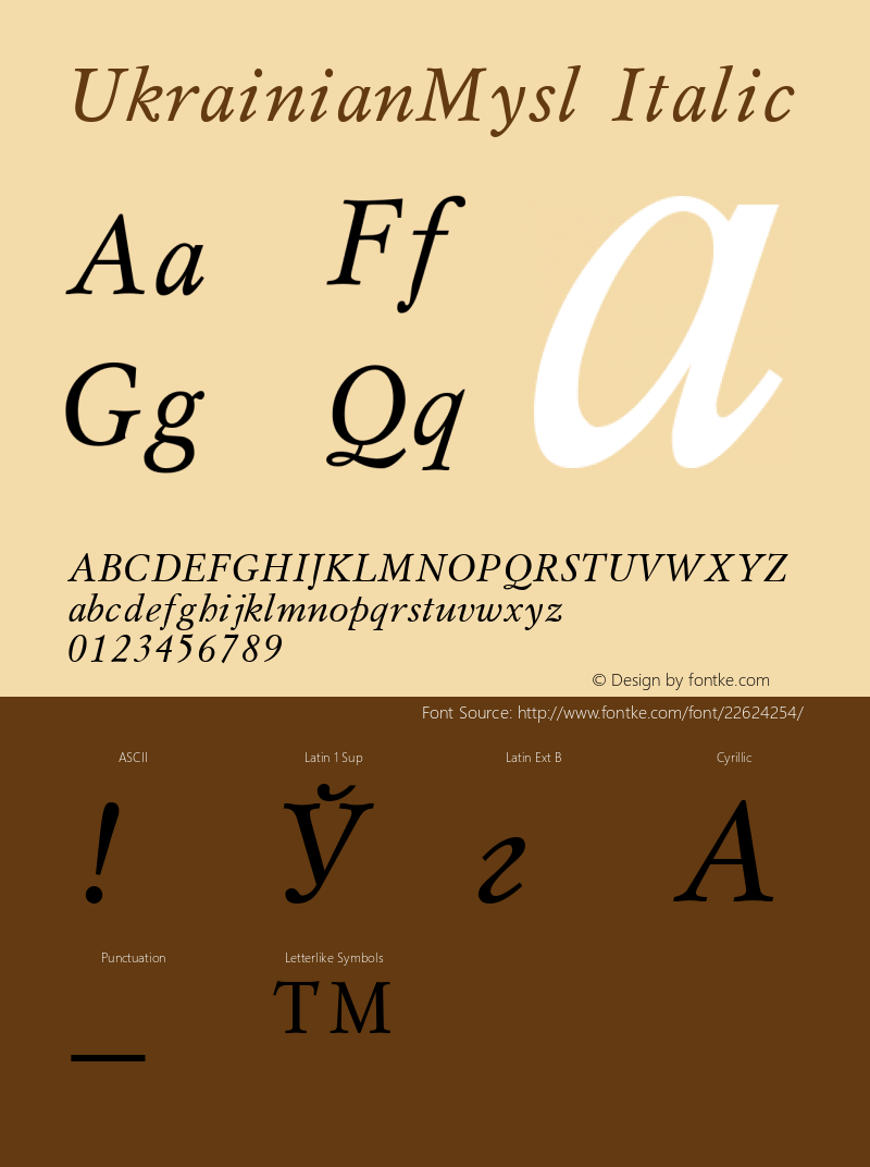 UkrainianMysl Italic 001.000图片样张