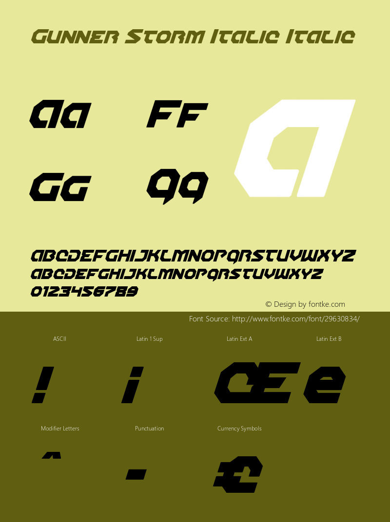 Gunner Storm Italic Italic Version 1.00 July 26, 2016, initial release图片样张