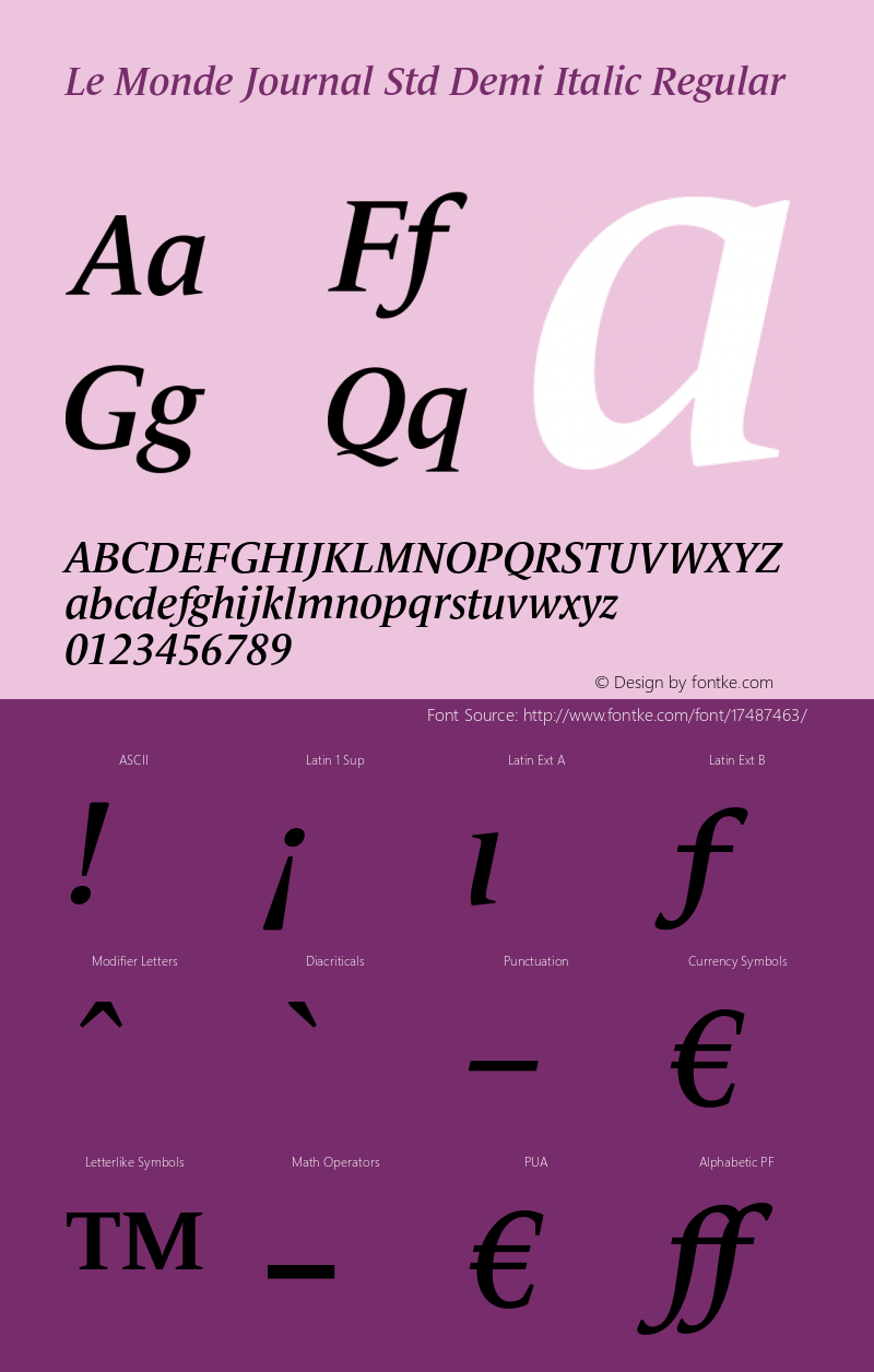 Le Monde Journal Std Demi Italic Regular Version 1.000图片样张