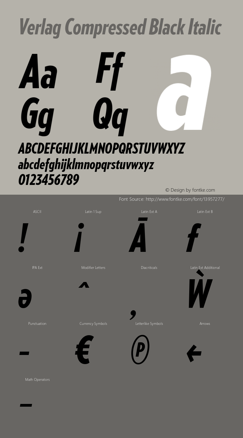 Verlag Compressed Black Italic Version 001.001图片样张