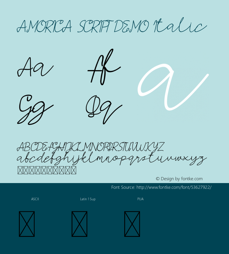 AMORICA SCRIPT DEMO Italic Version 1.002;Fontself Maker 3.1.2图片样张