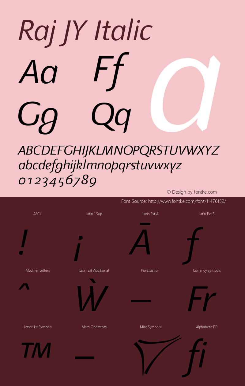 Raj JY Italic Version 1.000图片样张