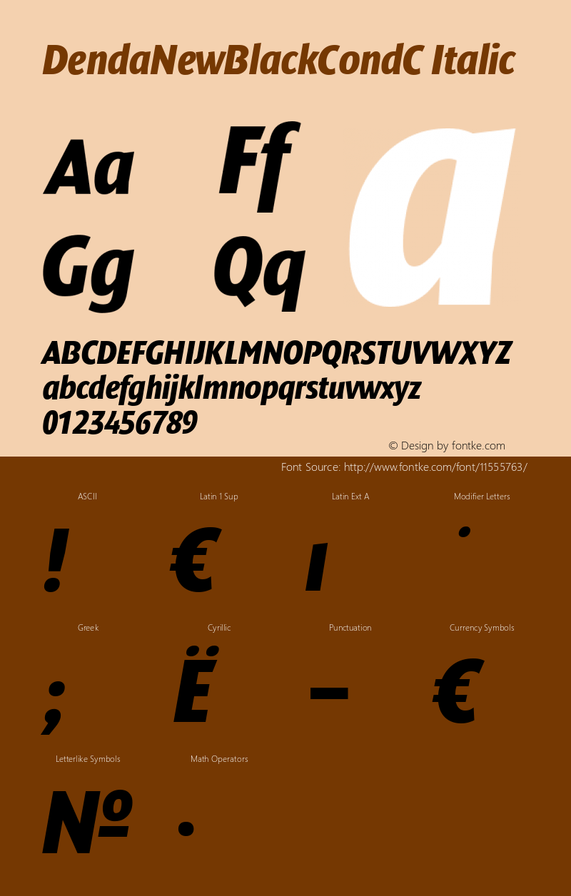 DendaNewBlackCondC Italic Version 001.001图片样张