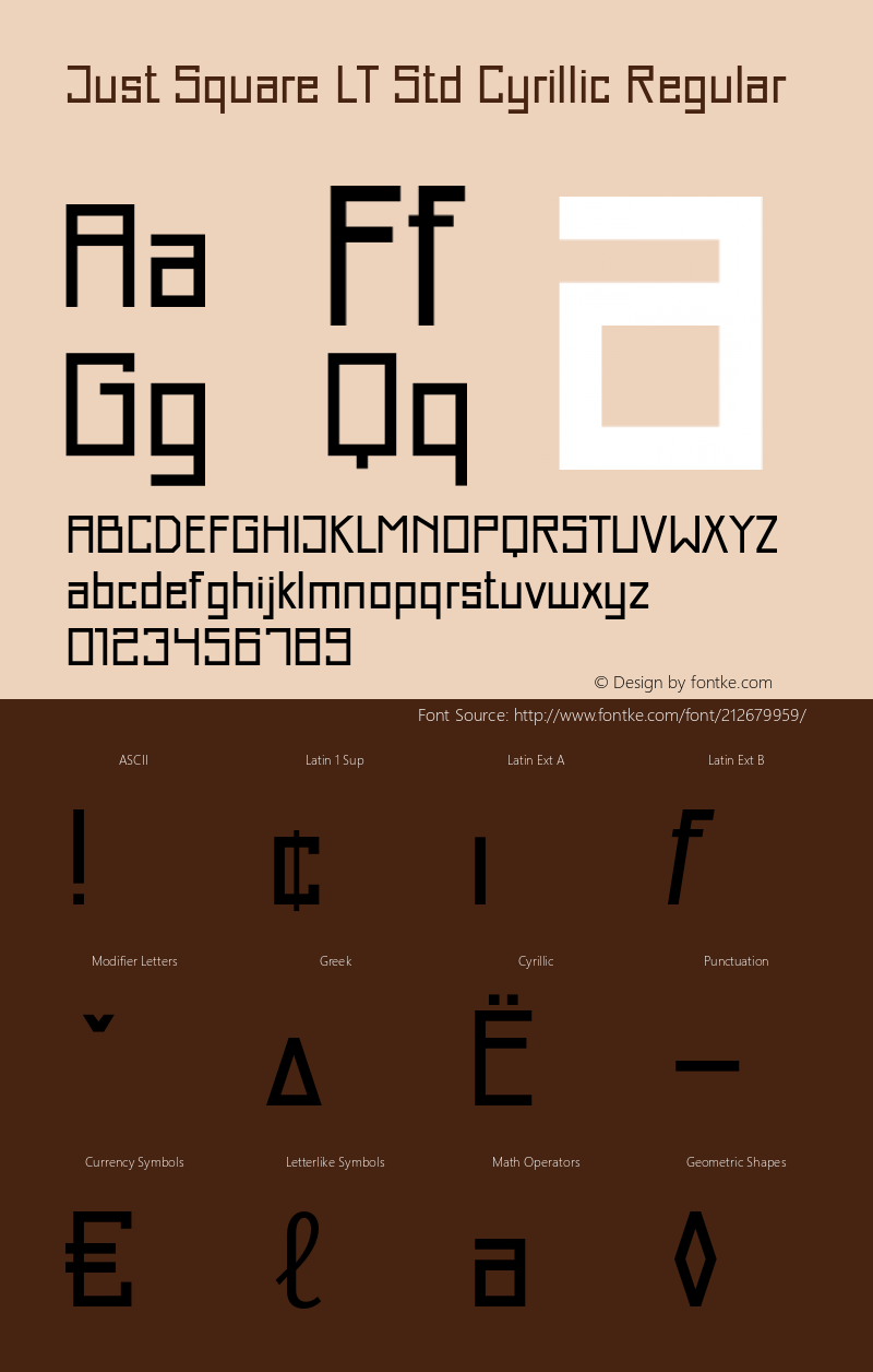 JustSquareLTStd-CyrRegular Version 1.200;PS 001.002;hotconv 1.0.38图片样张