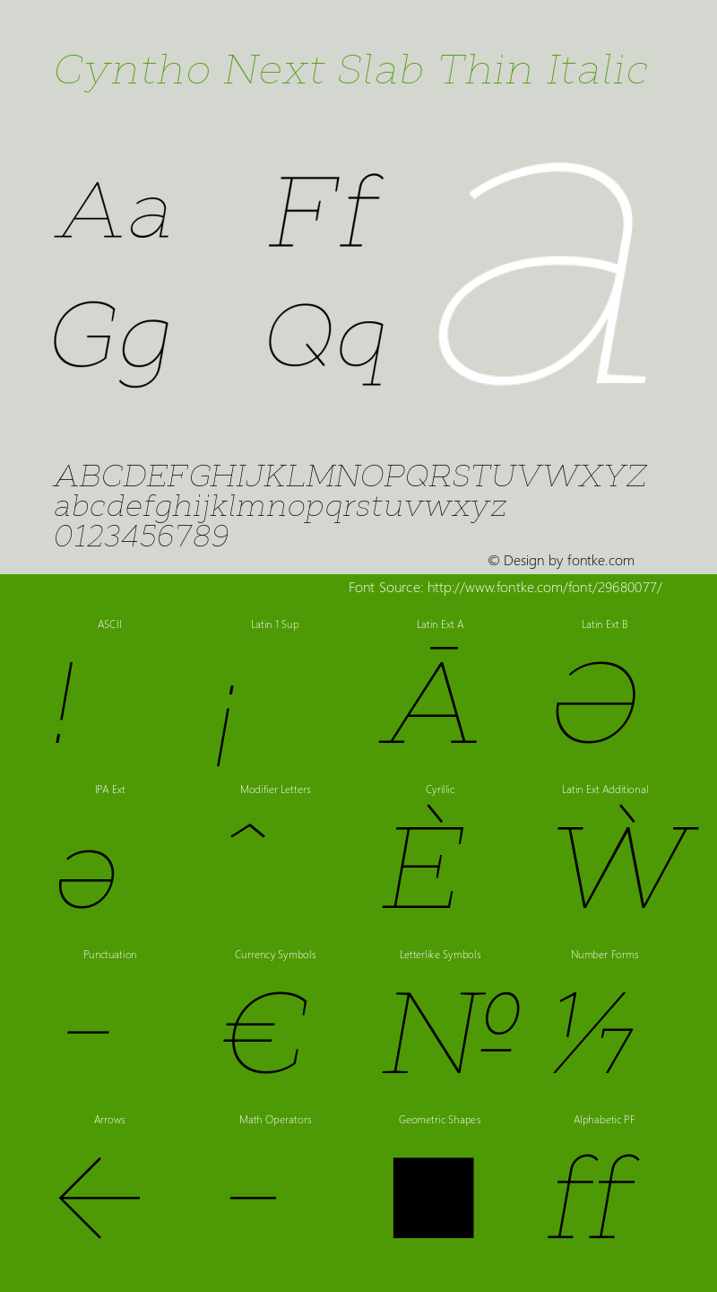 Cyntho Next Slab Thin Italic Version 1.000;YWFTv17图片样张