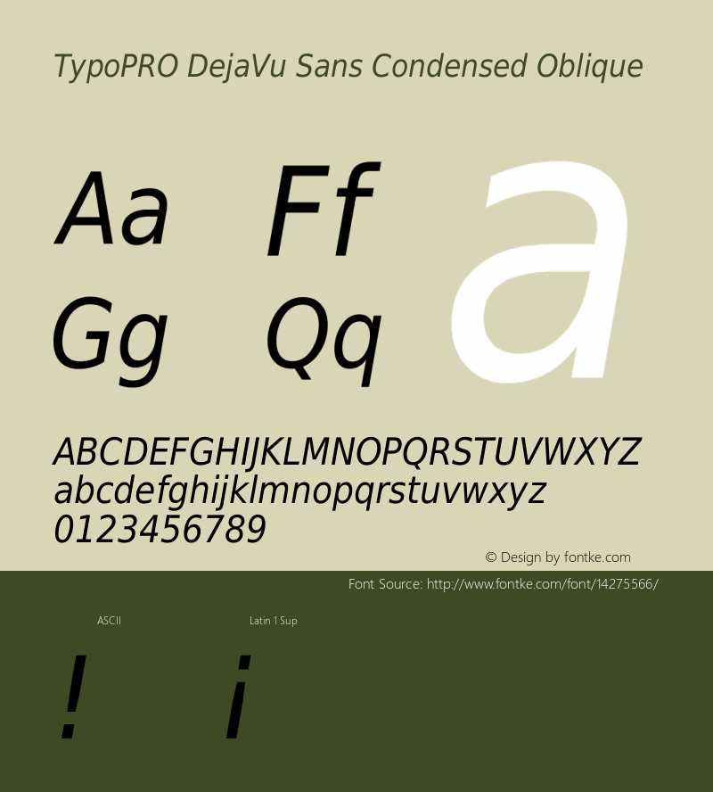 TypoPRO DejaVu Sans Condensed Oblique Version 2.34图片样张