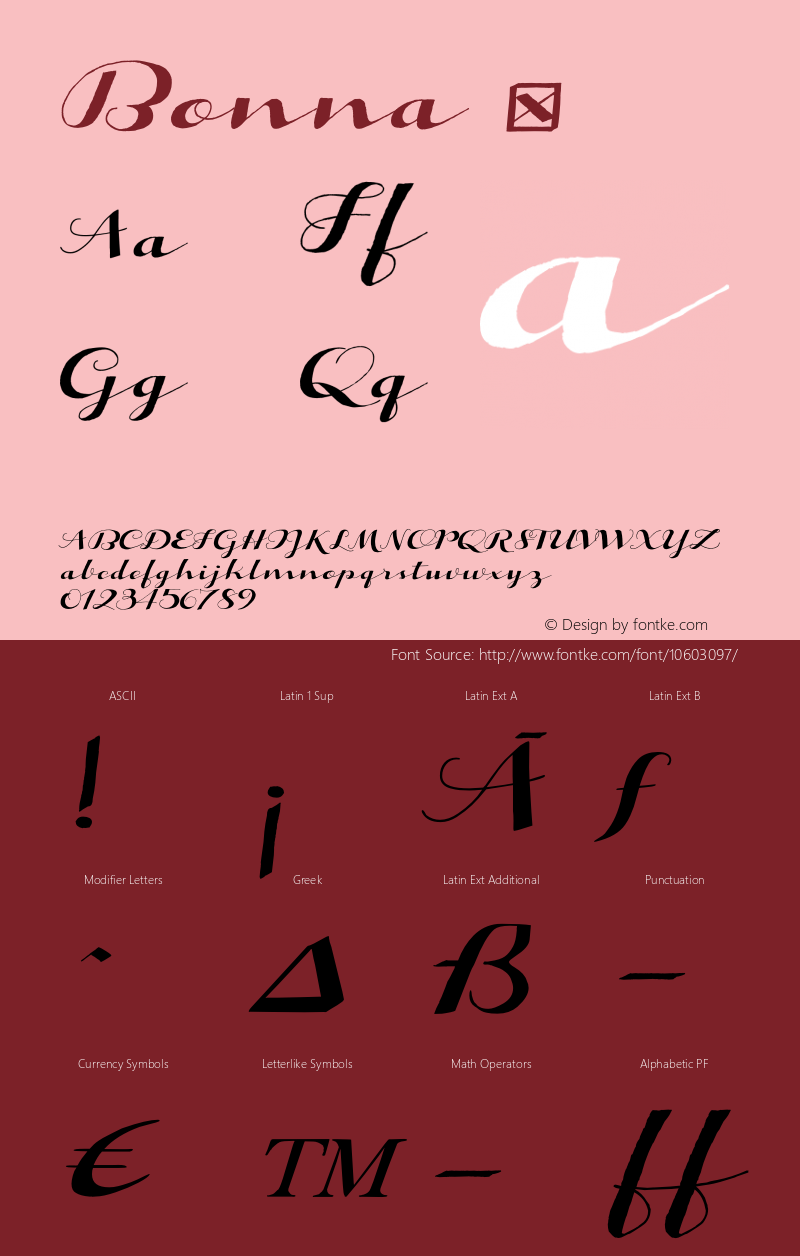 Bonna ☞ Version 1.000 2013 initial release;com.myfonts.eurotypo.bonna.regular.wfkit2.417P图片样张