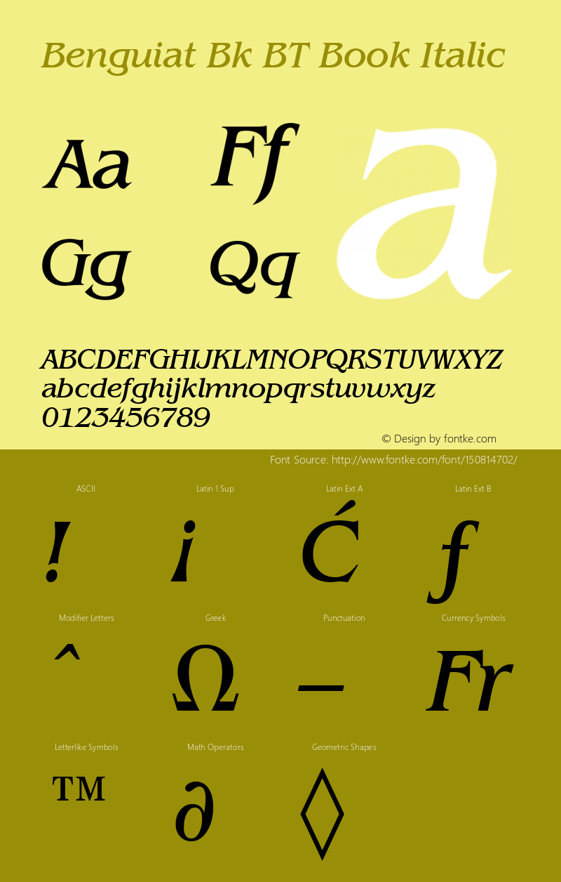 Benguiat Book Italic BT mfgpctt-v4.4 Dec 14 1998图片样张