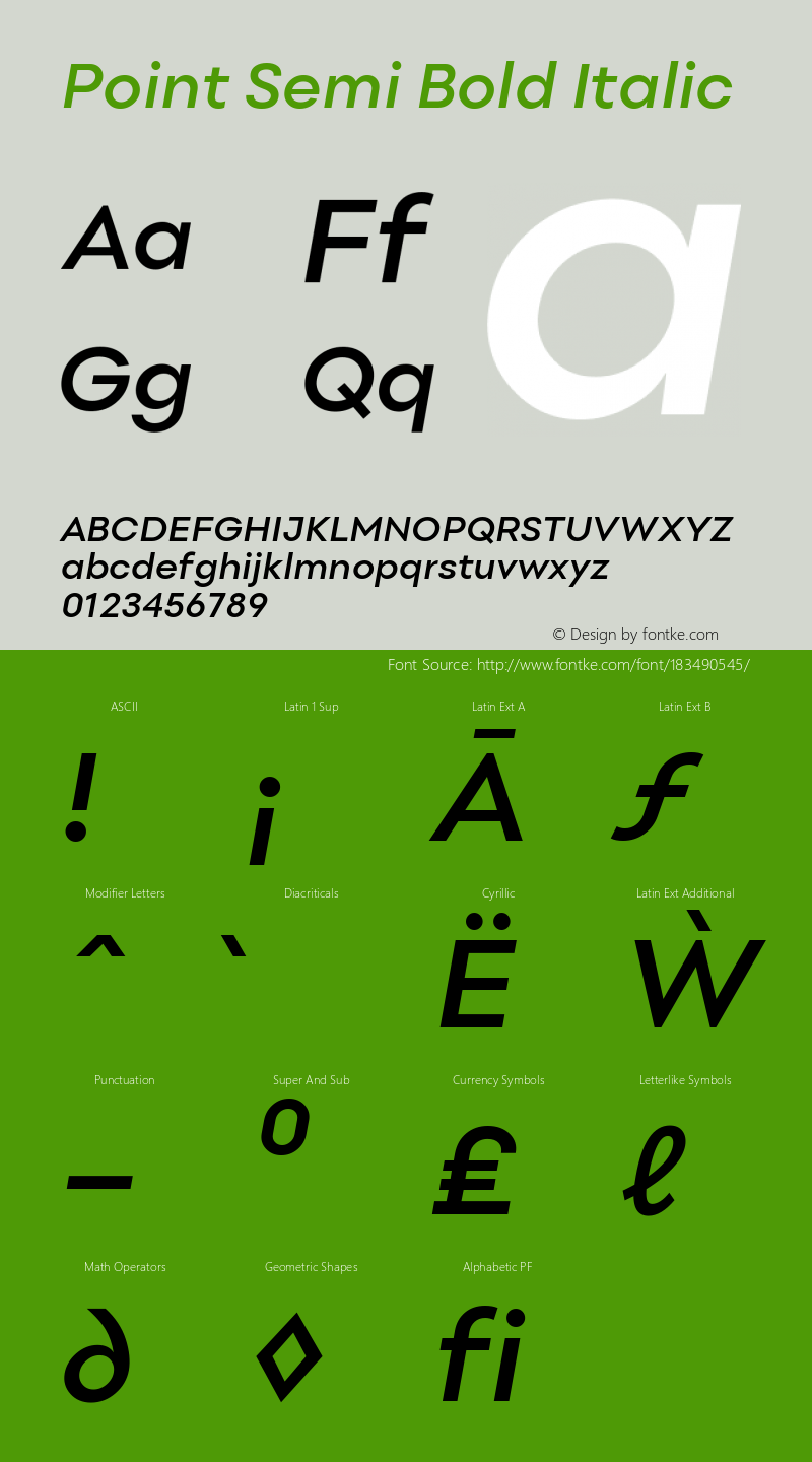 Point Semi Bold Italic Version 1.000;PS 001.000;hotconv 1.0.88;makeotf.lib2.5.64775图片样张