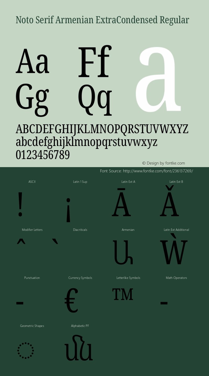 Noto Serif Armenian ExtraCondensed Regular Version 2.007图片样张