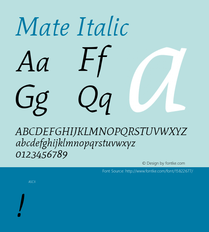 Mate Italic Version 1.002; ttfautohint (v1.4.1)图片样张