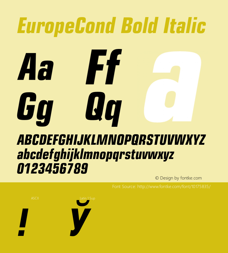 EuropeCond Bold Italic 001.001图片样张